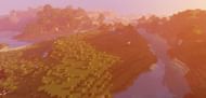 The spawn of seed 120 has a desert village in the distance (Image via Minecraft)